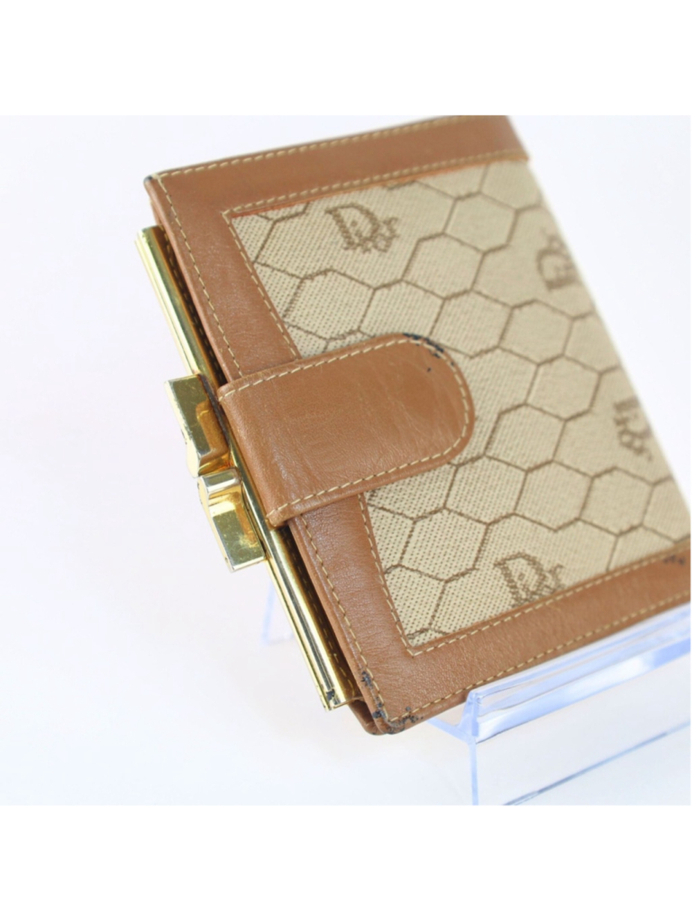 Vintage Christian Dior Honeycomb Brown Purse Wallet for Women - Picture 8 of 16